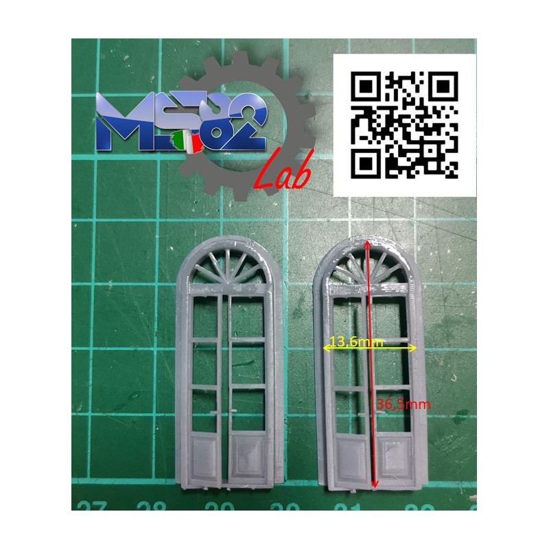 Porte stazione FS con sopraluce, Anta sinistra aperta, scala H0 cod. 10081022